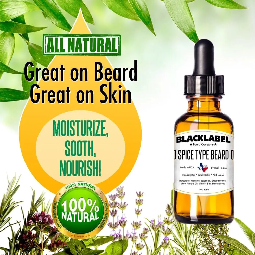 BLACKLABEL Old Spice Cologne Type Beard Oil Softener 100% Pure Natural Organic Lightweight & Not Greasy Leave in Conditioner Moisturizes Skin Keeps Beard Groomed, Shiny, Fresh.