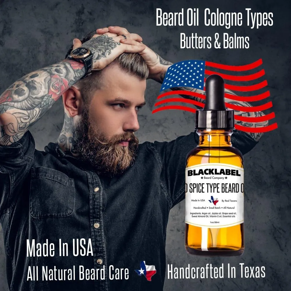 BLACKLABEL Old Spice Cologne Type Beard Oil Softener 100% Pure Natural Organic Lightweight & Not Greasy Leave in Conditioner Moisturizes Skin Keeps Beard Groomed, Shiny, Fresh.