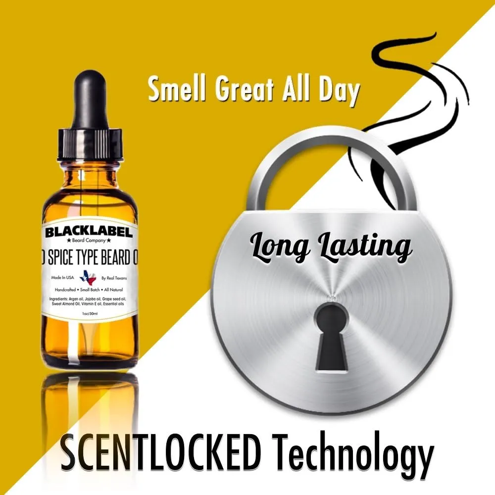 BLACKLABEL Old Spice Cologne Type Beard Oil Softener 100% Pure Natural Organic Lightweight & Not Greasy Leave in Conditioner Moisturizes Skin Keeps Beard Groomed, Shiny, Fresh.