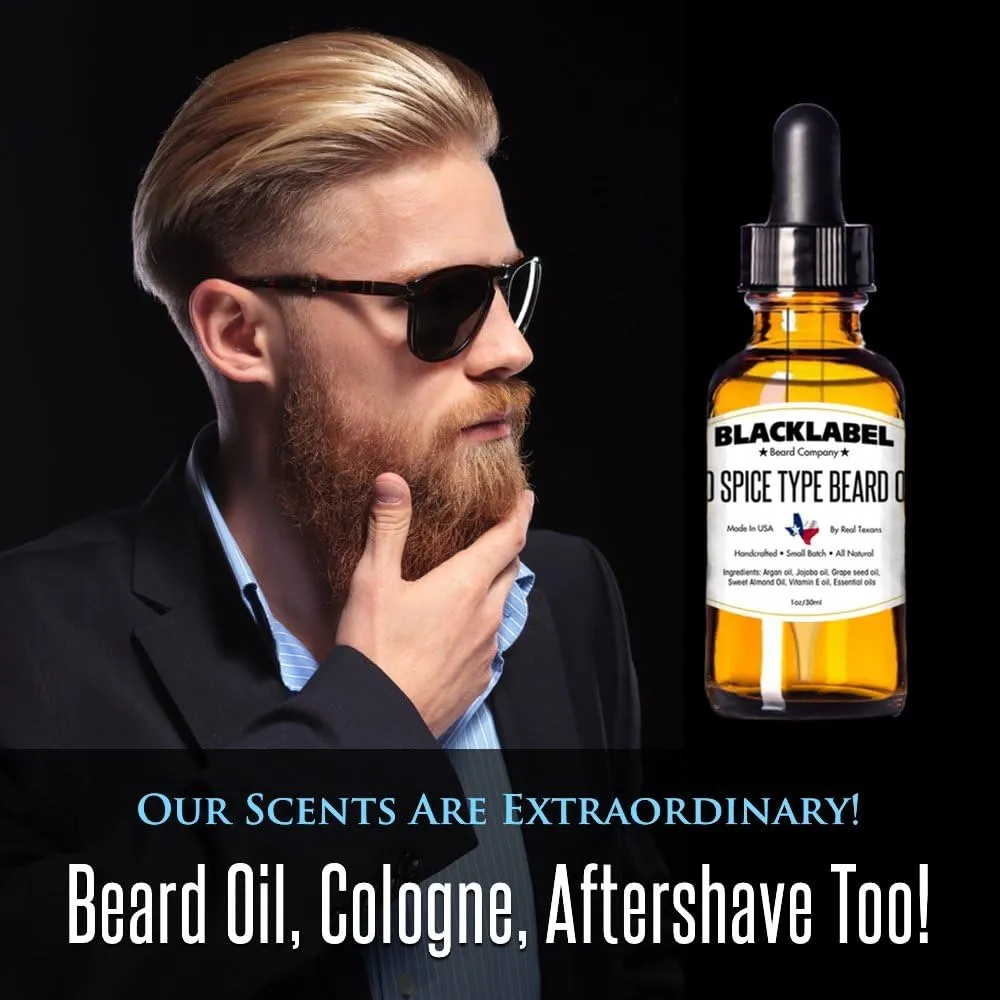 BLACKLABEL Old Spice Cologne Type Beard Oil Softener 100% Pure Natural Organic Lightweight & Not Greasy Leave in Conditioner Moisturizes Skin Keeps Beard Groomed, Shiny, Fresh.