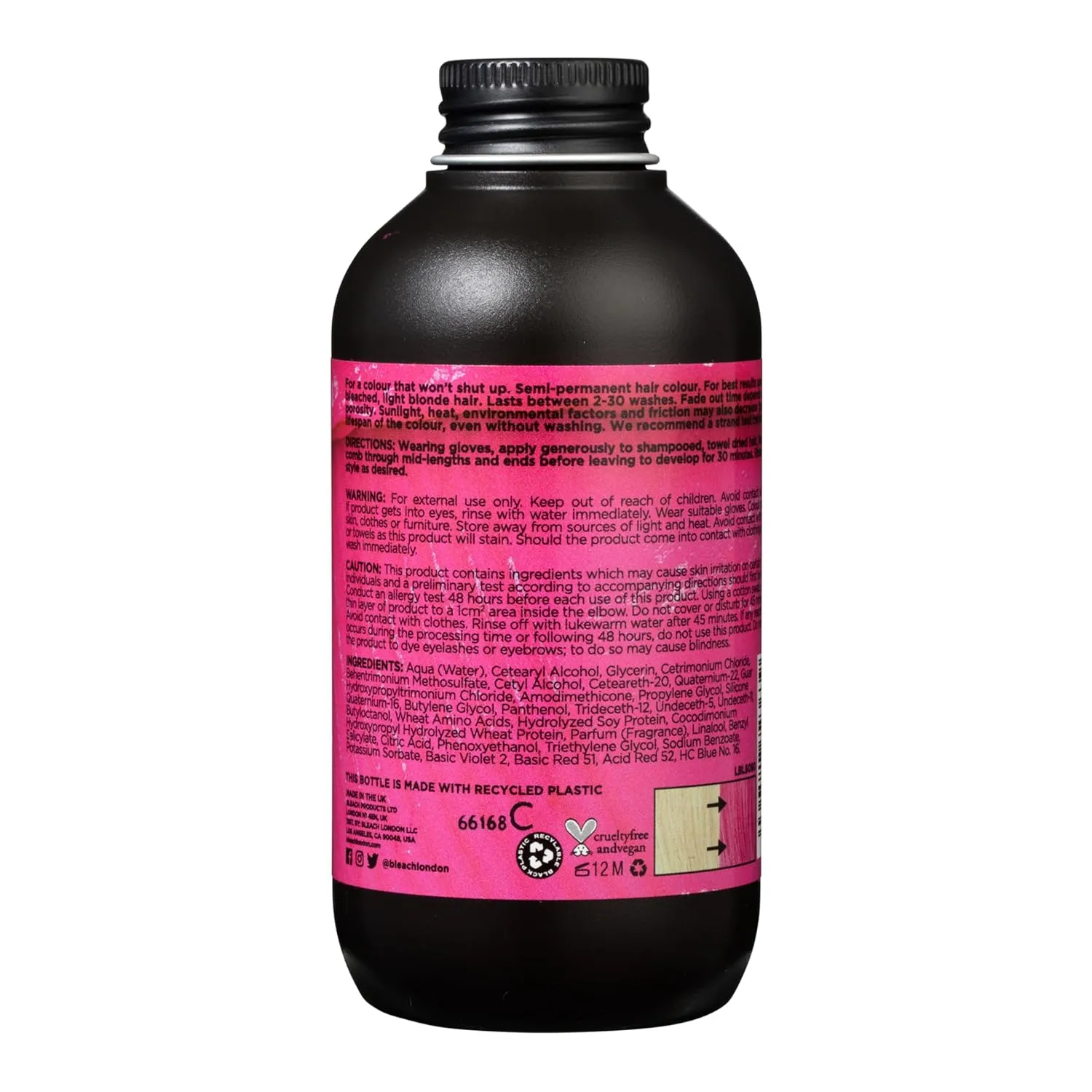 Bleach London Gobby Pink Semi-Permanent Hair Colour Cream - Bubblegum Pink, Vegan, Cruelty Free, Vibrant Temporary Dye 150 ml