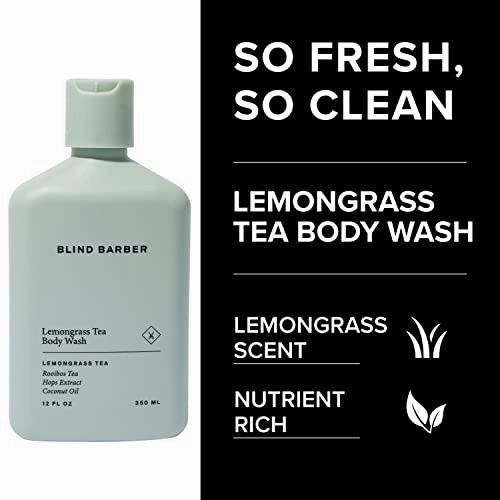 Blind Barber Shower Essentials Gift Set - Mens Body Wash, Shampoo and Conditioner Set - Lemongrass Tea Body Soap   Hair Care Gifts for Men (3 Count)
