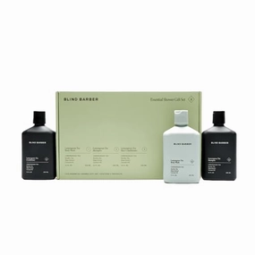 Blind Barber Shower Essentials Gift Set - Mens Body Wash, Shampoo and Conditioner Set - Lemongrass Tea Body Soap   Hair Care Gifts for Men (3 Count)