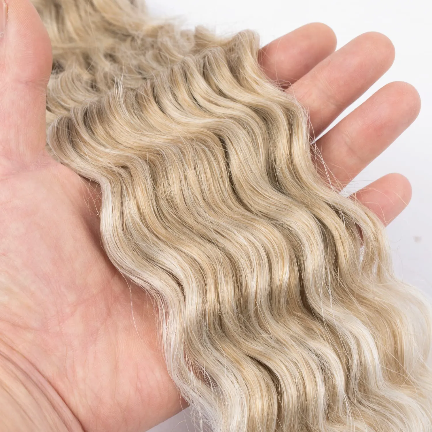 Blonde Ocean Wave Crochet Hair Extensions 30inch Curly Braiding Crochet Hair 6Packs Synthetic Crochet Hair Extensions for Women #18/56c Blond mix Platinum