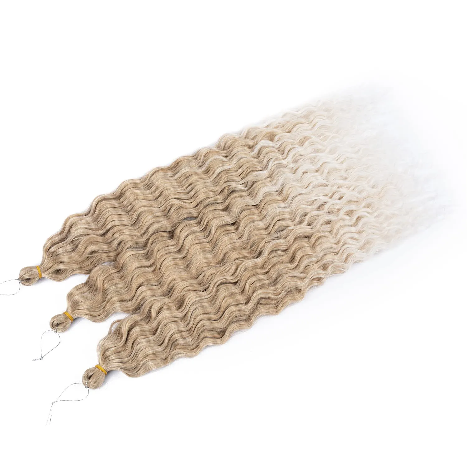 Blonde Ocean Wave Crochet Hair Extensions 30inch Curly Braiding Crochet Hair 6Packs Synthetic Crochet Hair Extensions for Women #18/56c Blond mix Platinum