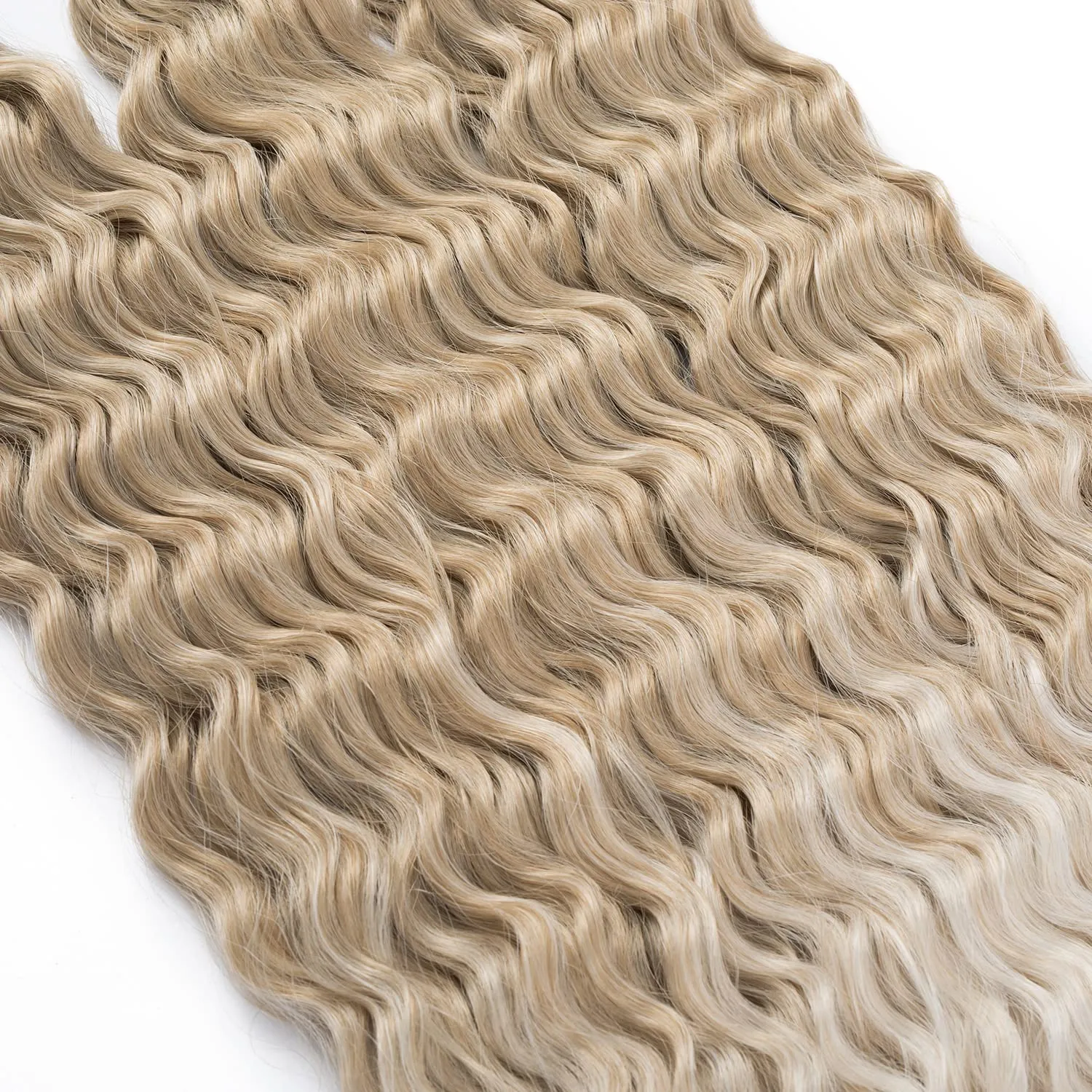 Blonde Ocean Wave Crochet Hair Extensions 30inch Curly Braiding Crochet Hair 6Packs Synthetic Crochet Hair Extensions for Women #18/56c Blond mix Platinum