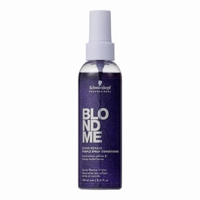 BlondMe Professional Bond Repair Purple Spray Conditioner Leave In Neutralizing Yellow Undertones For Colored Lighthened Bleached Hair Deeply Nourishing And Detangling 150 m