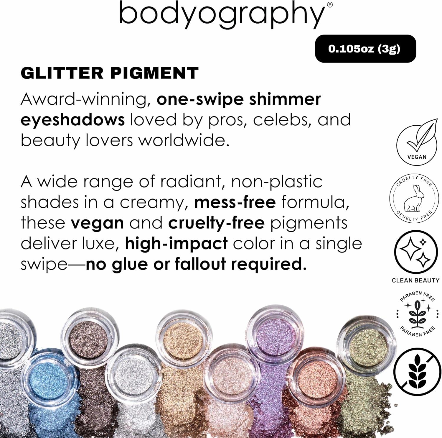 Bodyography Glitter Pigment - Sparkler Peach Gold for Women - 0.105 oz Eye Shadow