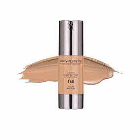 Bodyography Matte Foundation Makeup (Medium #165): Oil-Free Anti-Aging Salon Natural Finish w/ Vitamin E, C, Antioxidants | Vegan, Gluten-Free, Paraben-Free