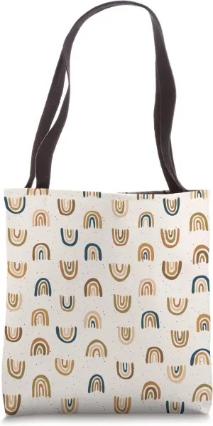 Bohemian Rainbow Pattern With Terracotta Arches And Arcs Tote Bag