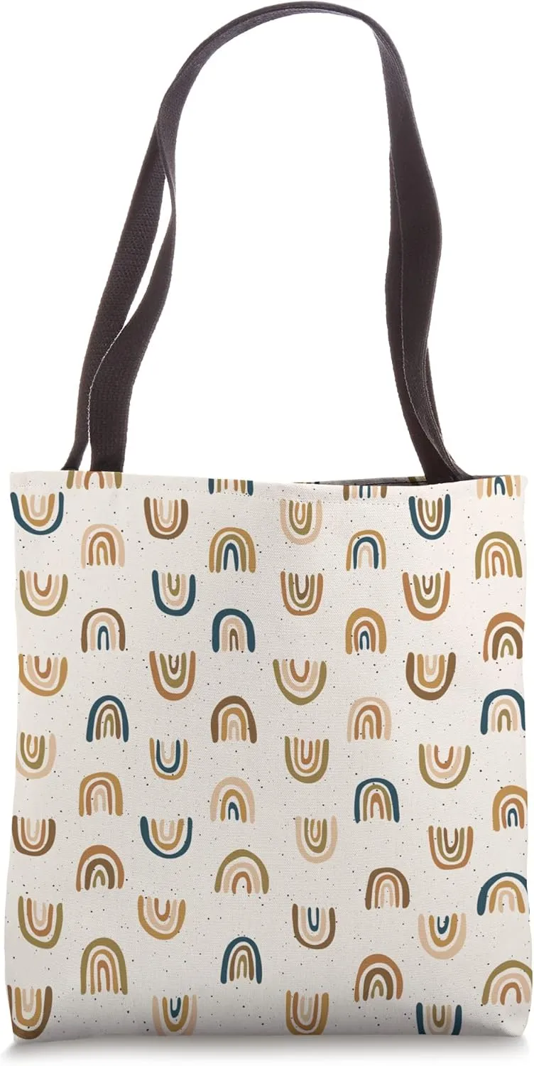 Bohemian Rainbow Pattern With Terracotta Arches And Arcs Tote Bag