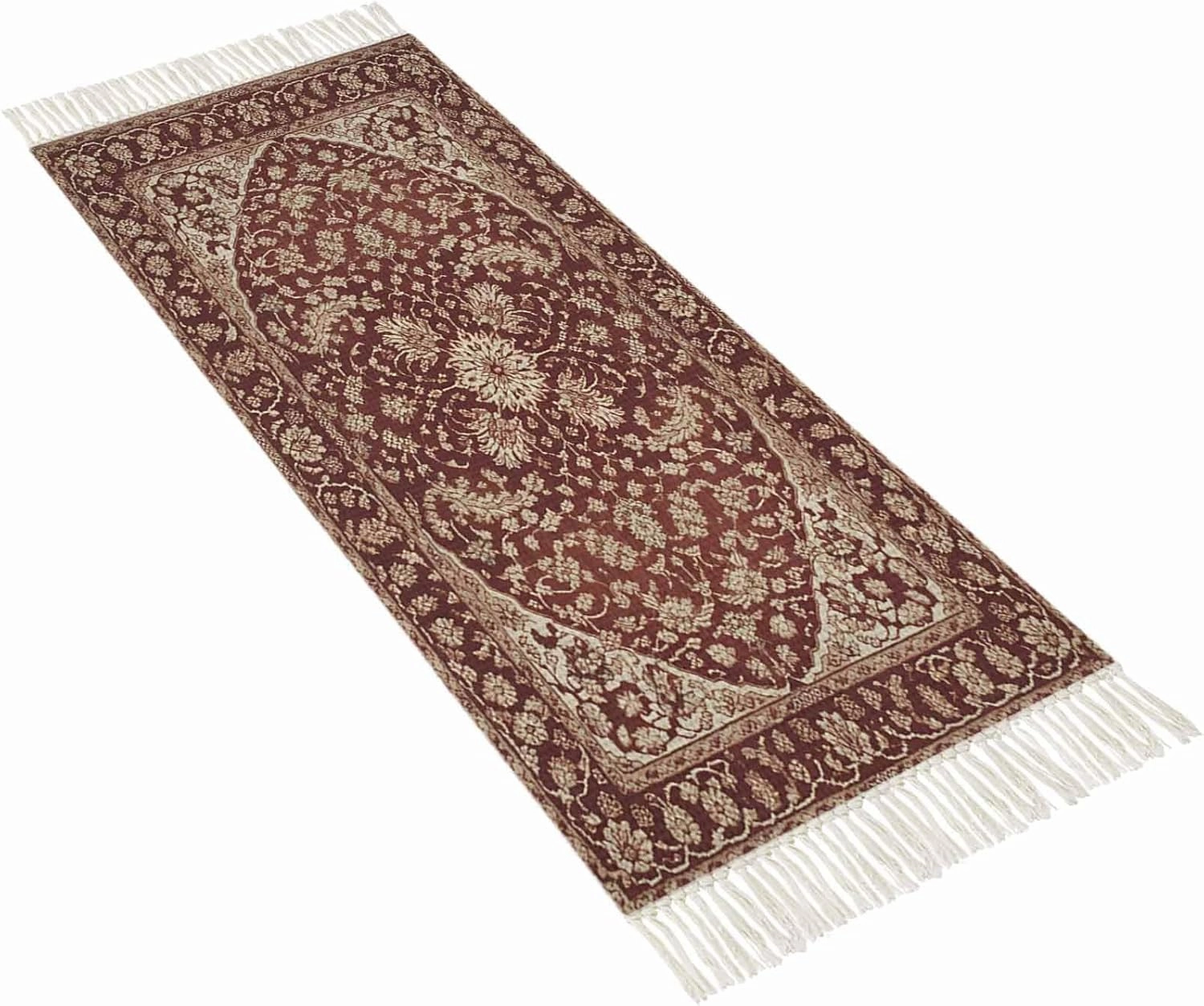 Boho Floral Kitchen Hallway Runner Rug 2X5 Ft Carpet, Washable Woven Throw Carpet with Tassel, Red Vintage Country Abstract Flowers Pattern Non-Shedding Entryway Laundry Rugs