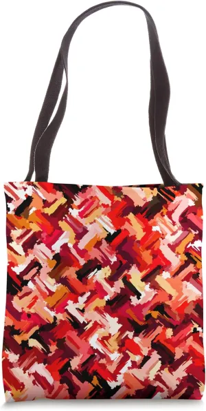 Bold Red and Brown Abstract Painted Maximalist Pattern Tote Bag