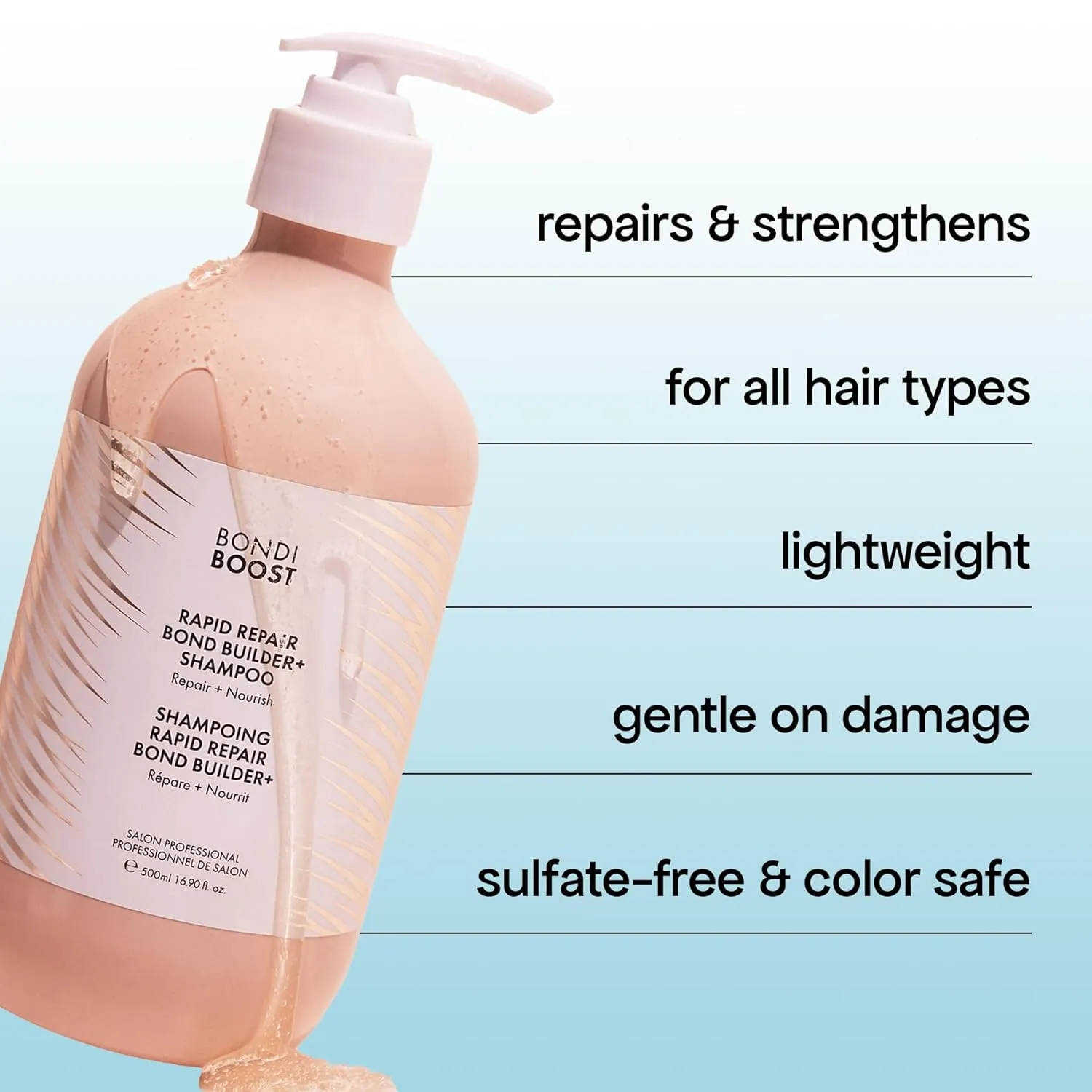 BONDIBOOST Rapid Repair Bond Builder   Shampoo for Damaged Hair [10.14 fl oz], Strengthening Formula for Restoring   Rebuilding Hair, Deep Conditioning   Nourishing Treatment for Healthier Results