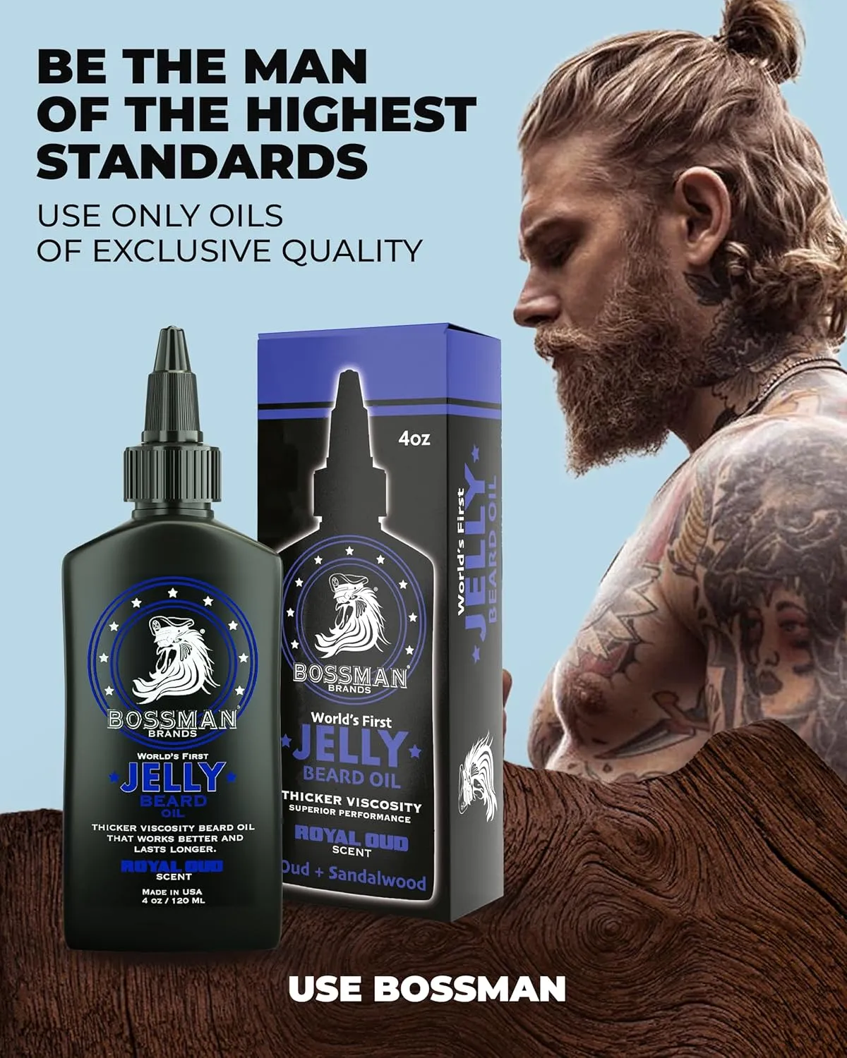 Bossman Jelly Beard Oil for Men (4 oz, Royal Oud Scent) – Softens, Moisturizes & Conditions with Natural Ingredients - Father's Day Gift