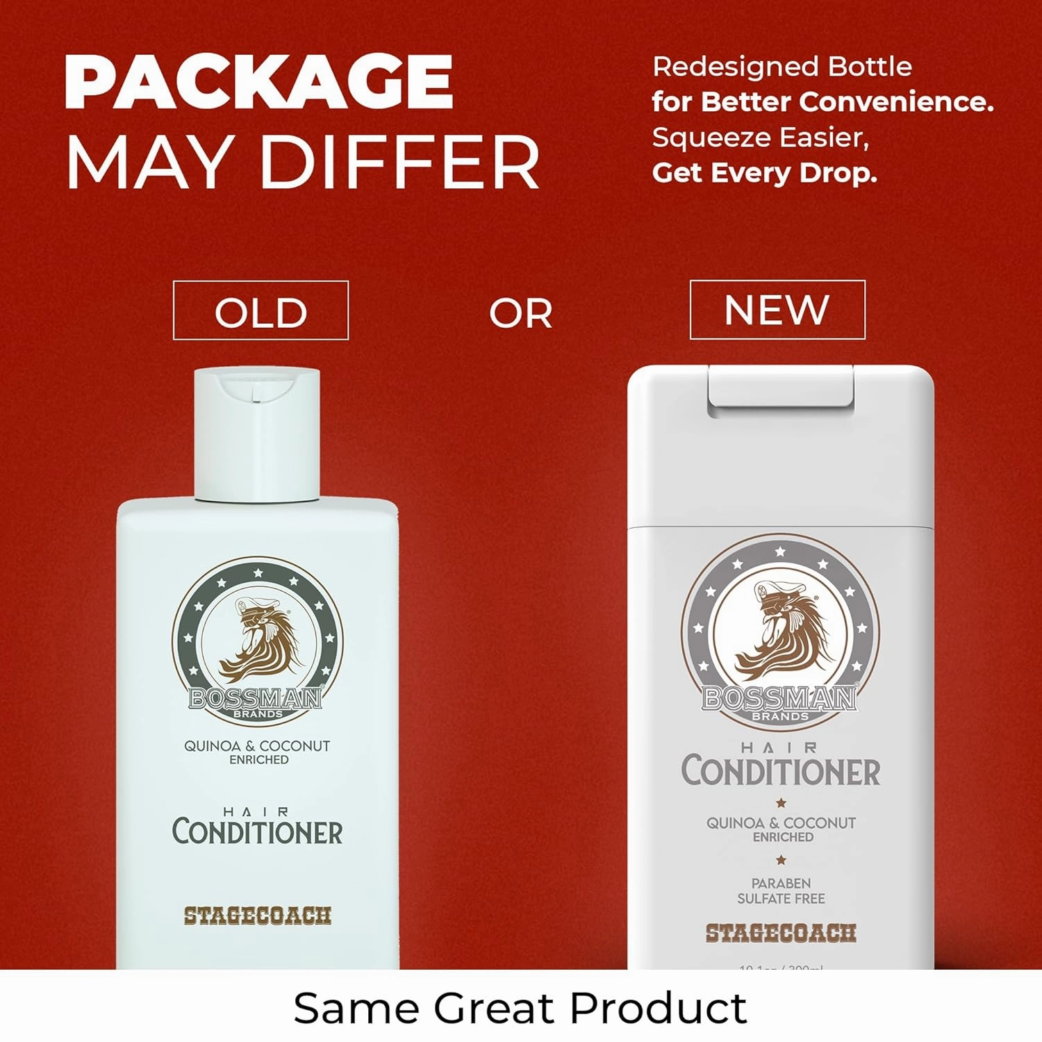 Bossman Hair Shampoo and Conditioner Combo - Hydrating, Strengthening, and Soothing Formula for Men's Hair - Paraben Free & Sulfate Free (Stagecoach)