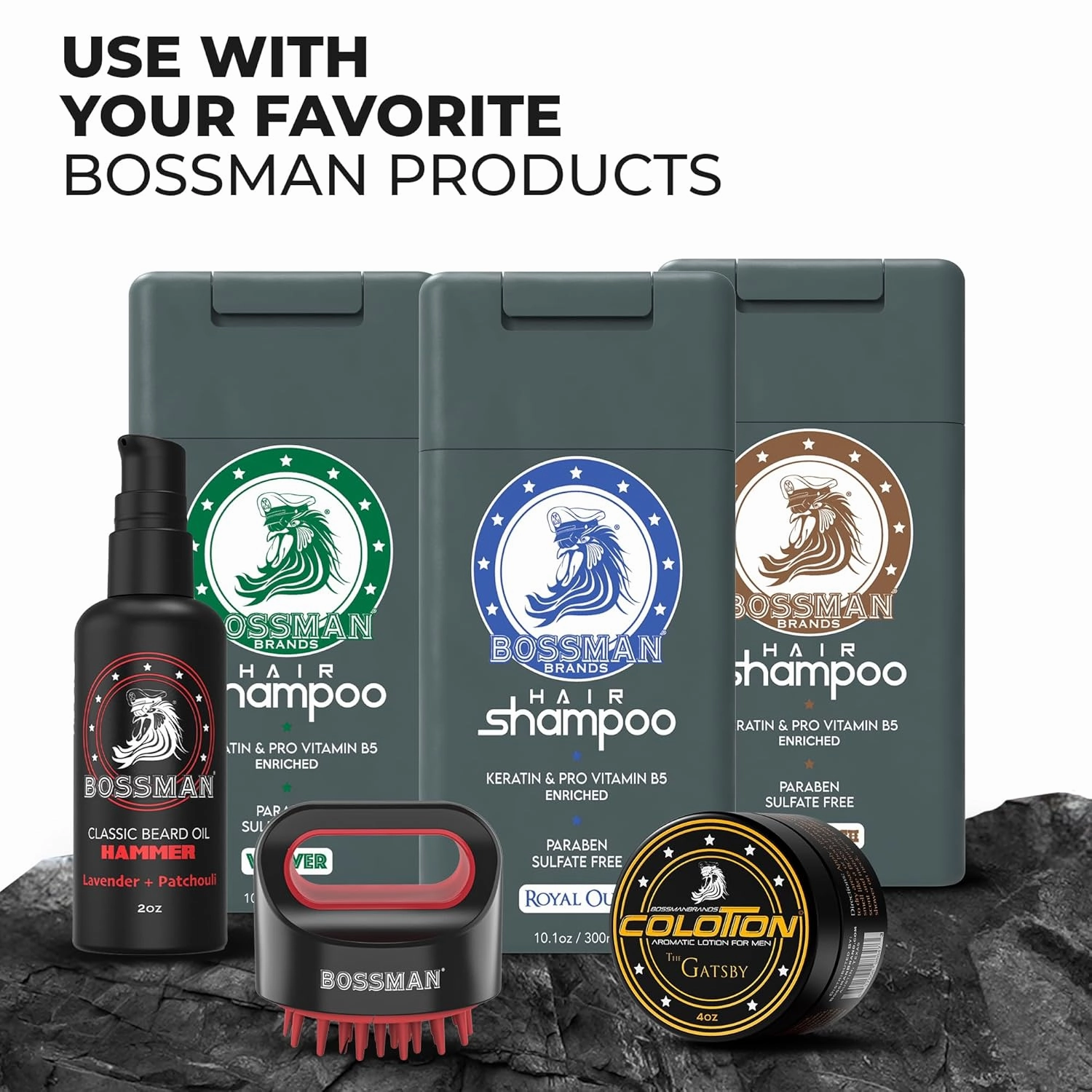 Bossman Hair Shampoo and Conditioner Combo - Hydrating, Strengthening, and Soothing Formula for Men's Hair - Paraben Free & Sulfate Free (Stagecoach)