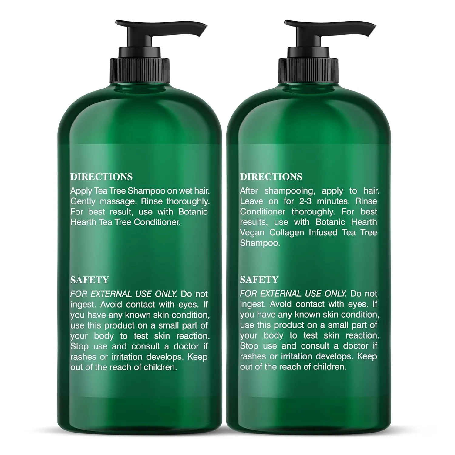 Botanic Hearth Vegan Collagen Infused Tea Tree Shampoo and Conditioner Set, 16 fl oz each - Sulfate Free, Paraben Free - For Itchy and Dry Scalp - Men and Women
