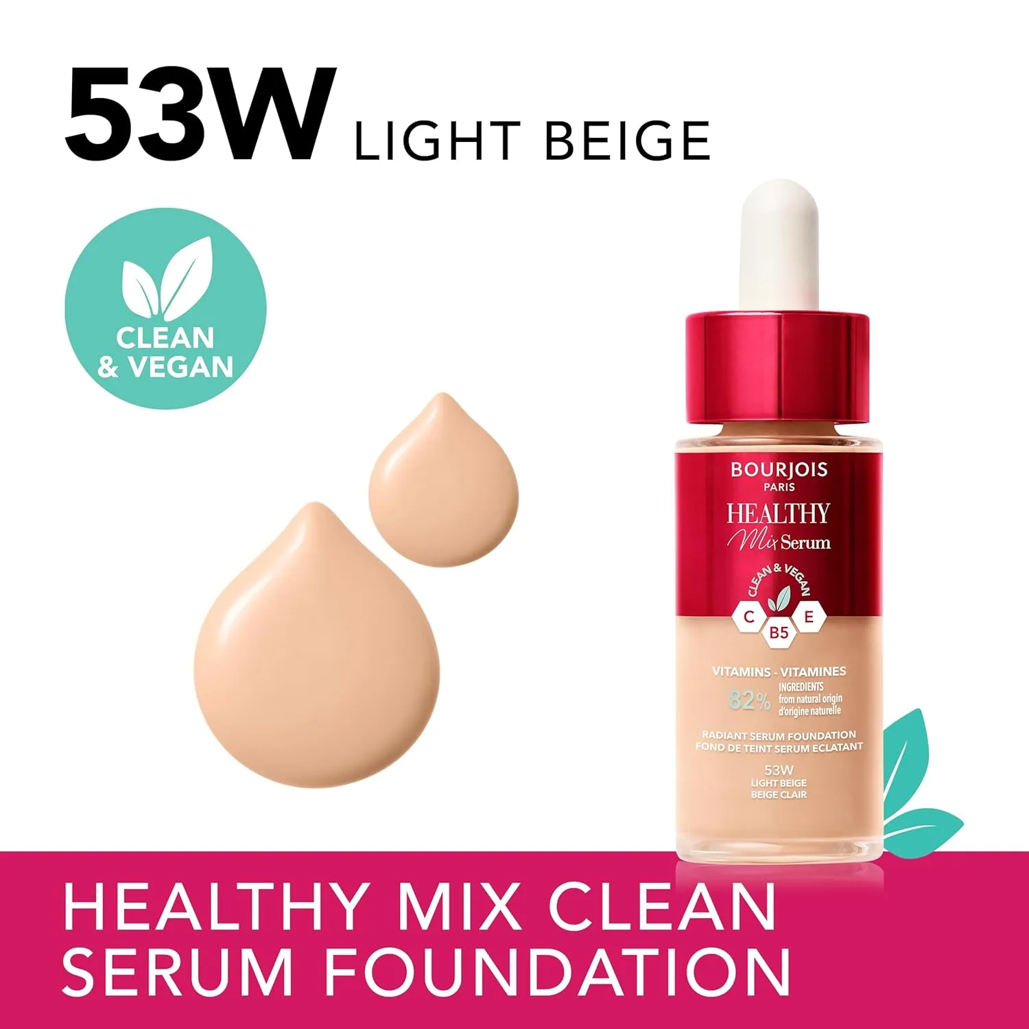 Bourjois Fond de Teint Healthy Mix Serum Foundation for a natural look (53W Light Beige)