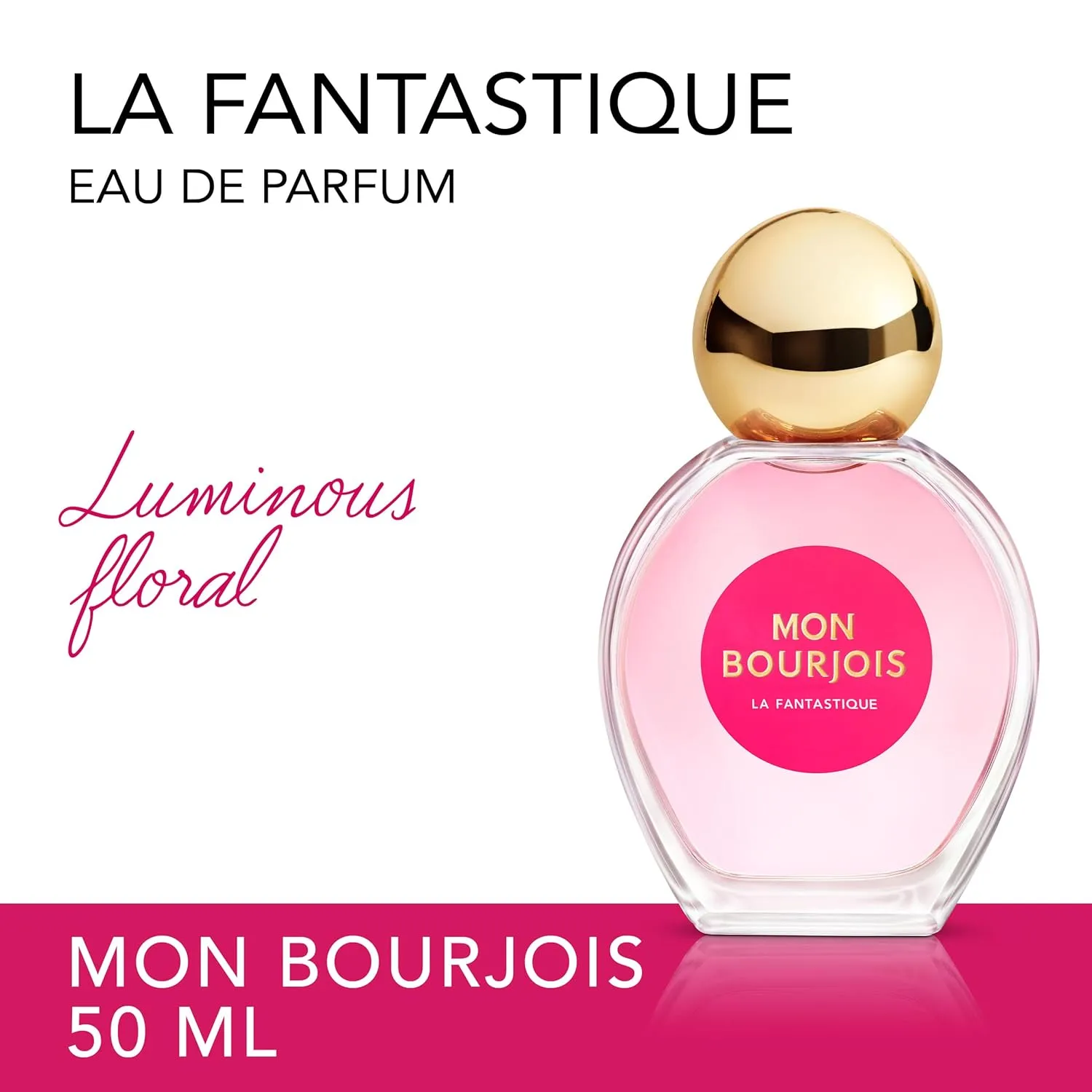 Bourjois La Magnétique Eau de Parfum 1.6 fl oz (Pack of 1), Notes of Musk, Jasmine, and Floral, Women's Fragrance, Long Lasting, Everyday Perfume, Travel Size