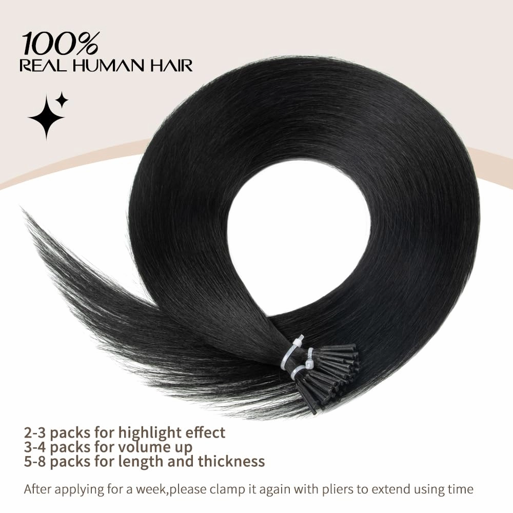 Boymia I Tip Hair Extensions #18A-613 Blonde with Highlights 14 Inch I Tip Human Hair Extensions50strands 100% Remy Human Hair