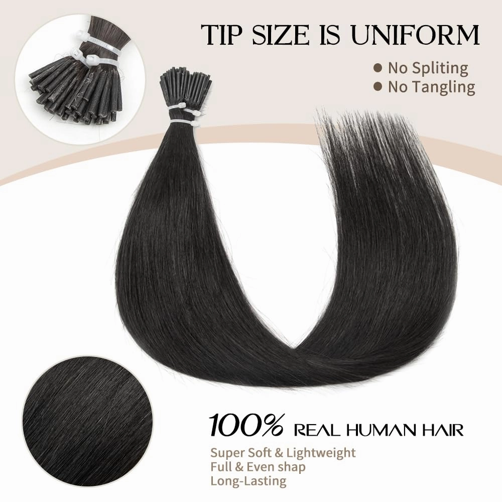 Boymia I Tip Hair Extensions #18A-613 Blonde with Highlights 14 Inch I Tip Human Hair Extensions50strands 100% Remy Human Hair