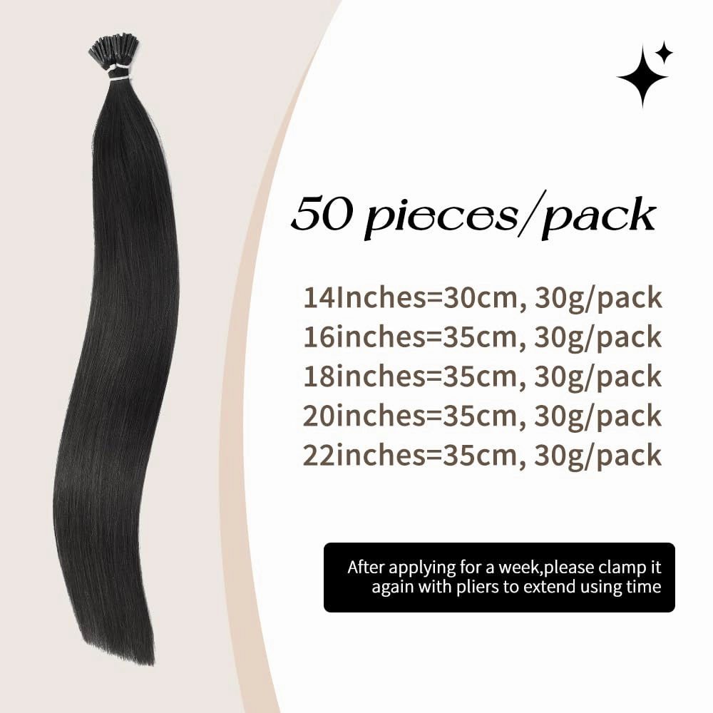 Boymia I Tip Hair Extensions #18A-613 Blonde with Highlights 14 Inch I Tip Human Hair Extensions50strands 100% Remy Human Hair