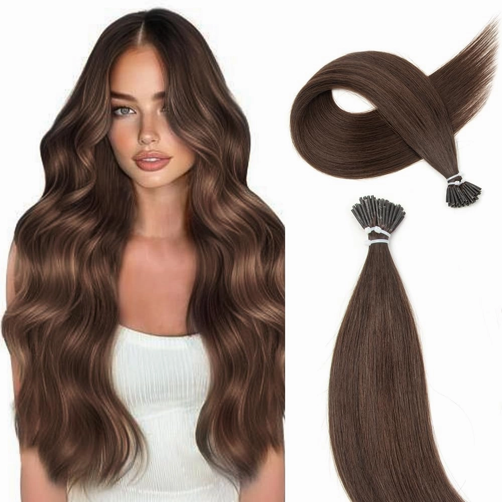 Boymia I Tip Hair Extensions 22 Inch #02 Dark Brown Itip Natural Hair Extensions 50strands 100% Remy Human Hair