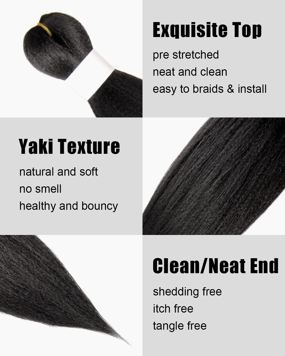 Braiding Hair 12 Inch Pre Stretched Color 1 Short Straight Crochet Braids Yaki Synthetic Hair 8 Packs (1#/Jet Black)