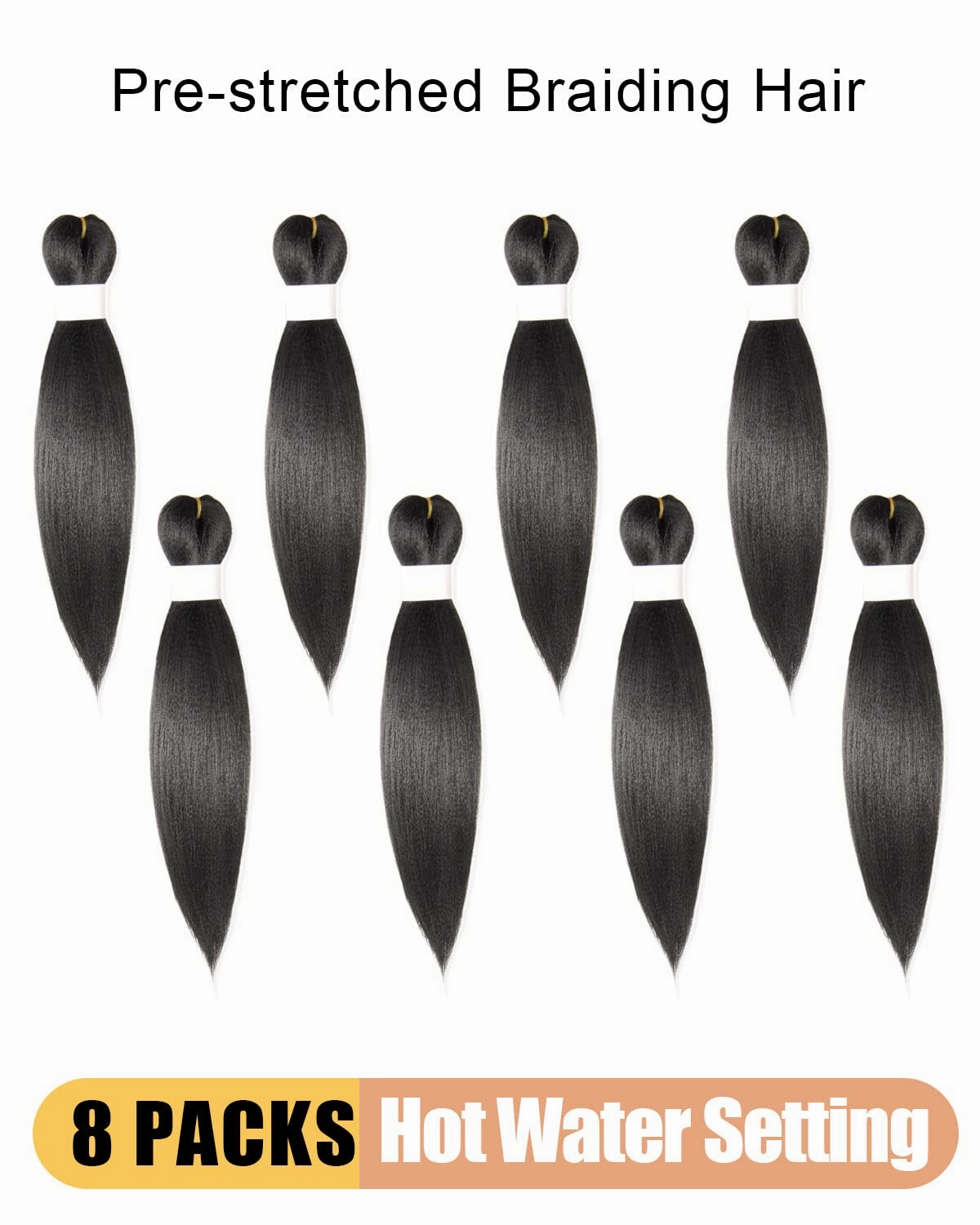 Braiding Hair 12 Inch Pre Stretched Color 1 Short Straight Crochet Braids Yaki Synthetic Hair 8 Packs (1#/Jet Black)