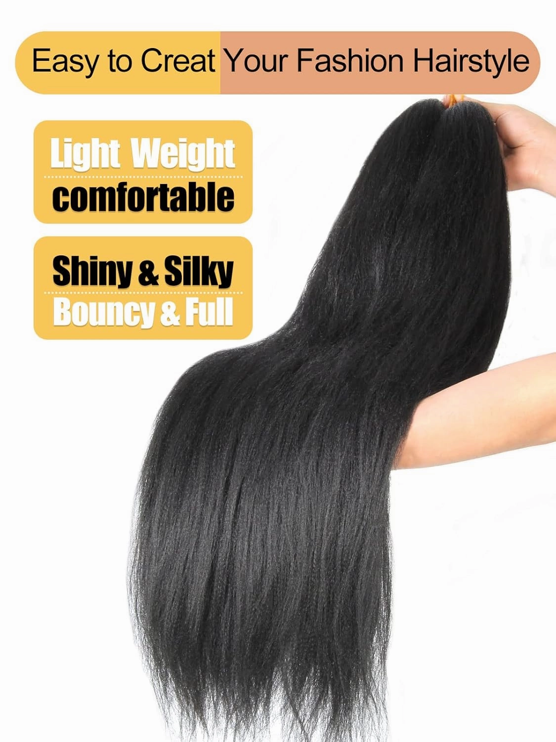 Braiding Hair 12 Inch Pre Stretched Color 1 Short Straight Crochet Braids Yaki Synthetic Hair 8 Packs (1#/Jet Black)