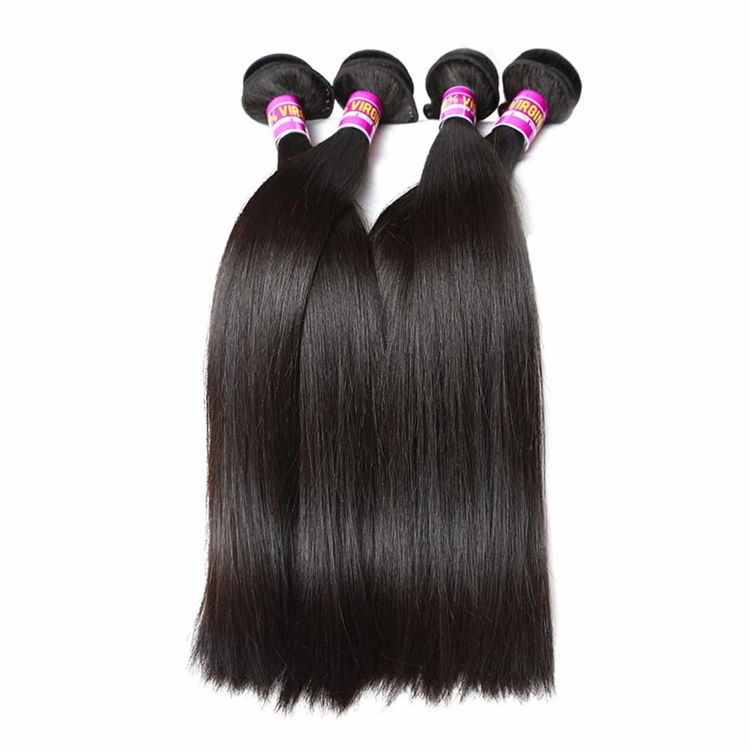 Brazilian Straight Virgin Hair 4 Bundles Deals Mink Unprocessed Remy Hair Good Cheap Weave Wefts Human Hair Extensions 50g/Piece 200Gram Natural Black Color 10 10 10 10 Inches