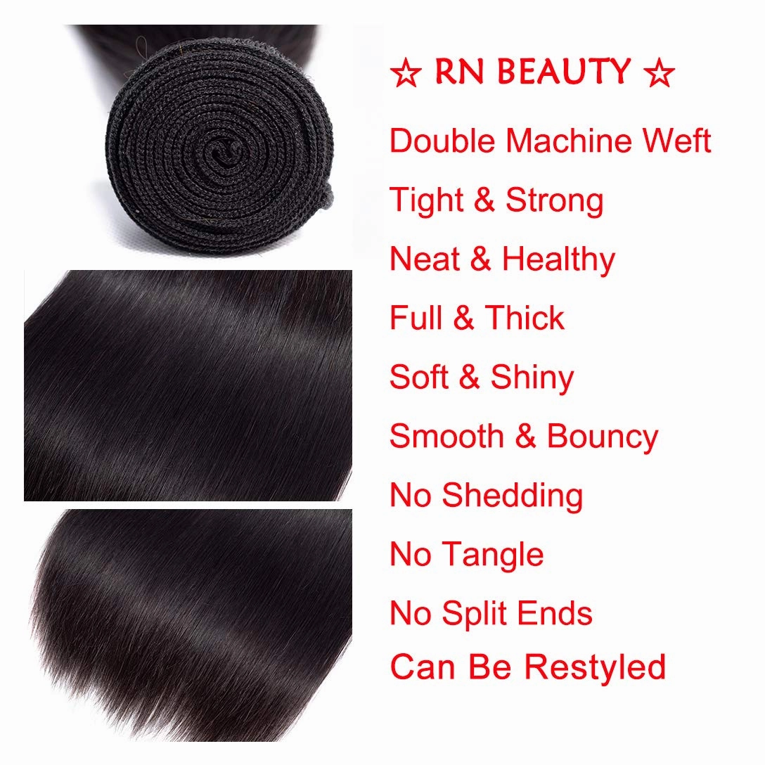 Brazilian Straight Virgin Hair 4 Bundles Deals Mink Unprocessed Remy Hair Good Cheap Weave Wefts Human Hair Extensions 50g/Piece 200Gram Natural Black Color 10 10 10 10 Inches