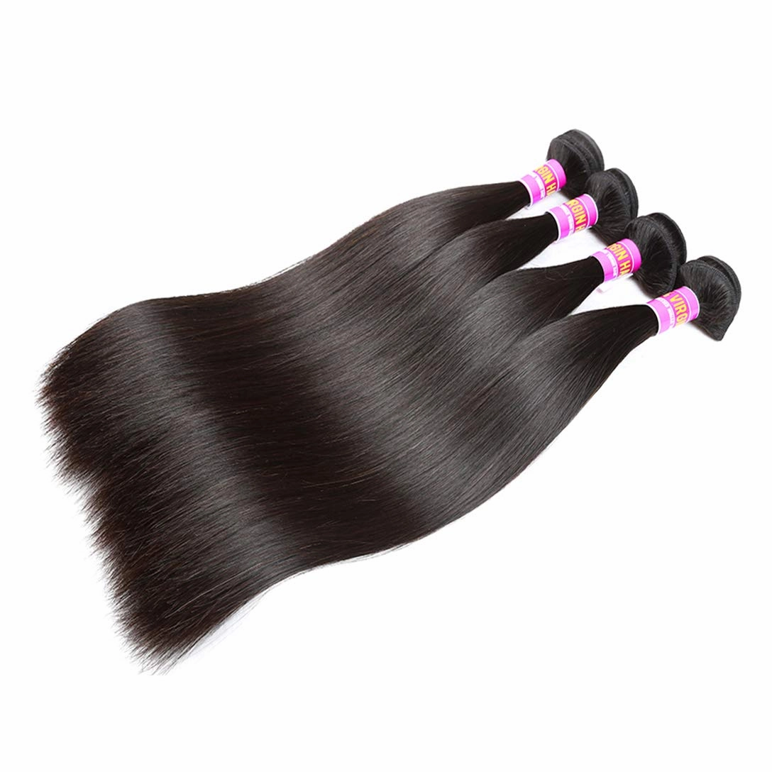 Brazilian Straight Virgin Hair 4 Bundles Deals Mink Unprocessed Remy Hair Good Cheap Weave Wefts Human Hair Extensions 50g/Piece 200Gram Natural Black Color 10 10 10 10 Inches
