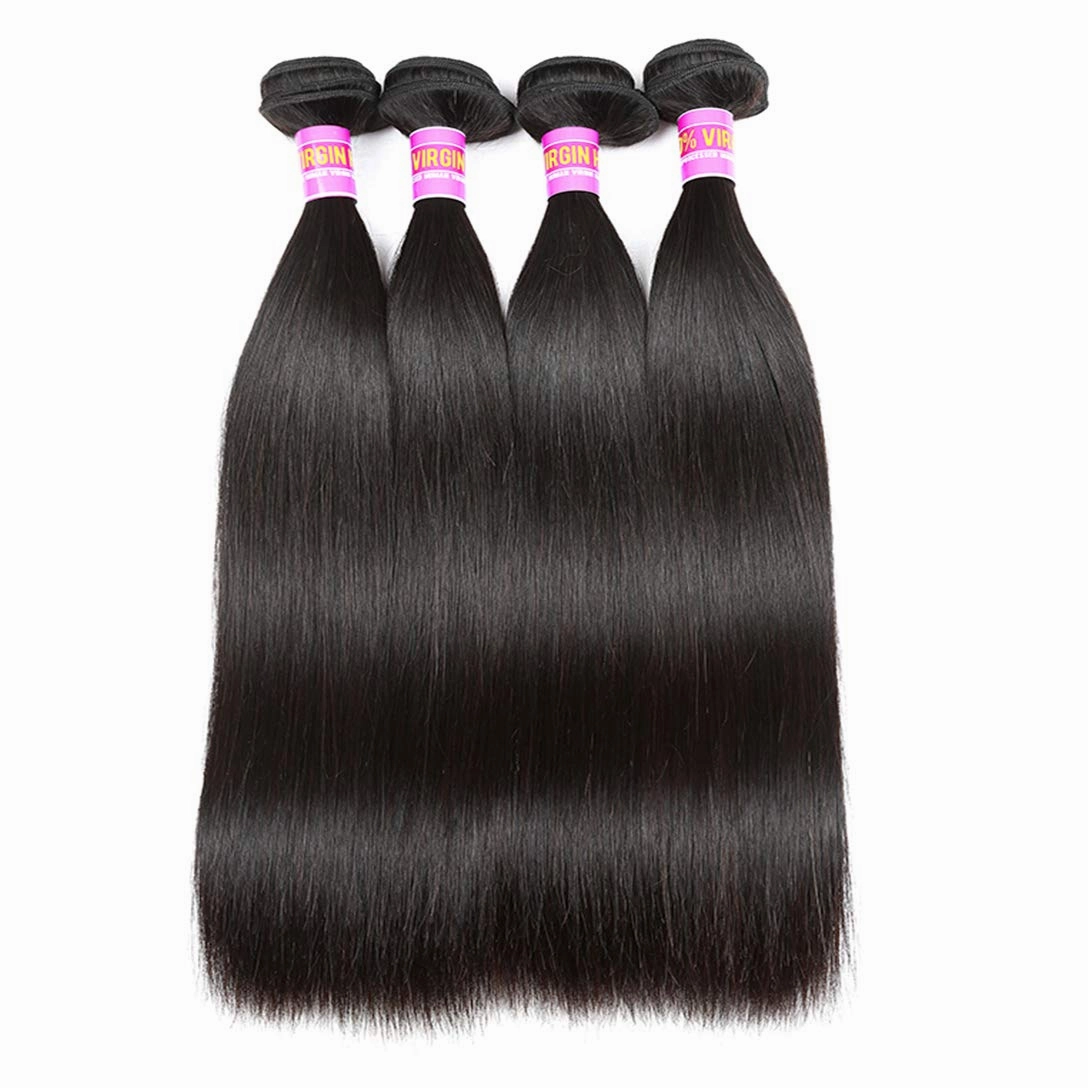 Brazilian Straight Virgin Hair 4 Bundles Deals Mink Unprocessed Remy Hair Good Cheap Weave Wefts Human Hair Extensions 50g/Piece 200Gram Natural Black Color 10 10 10 10 Inches