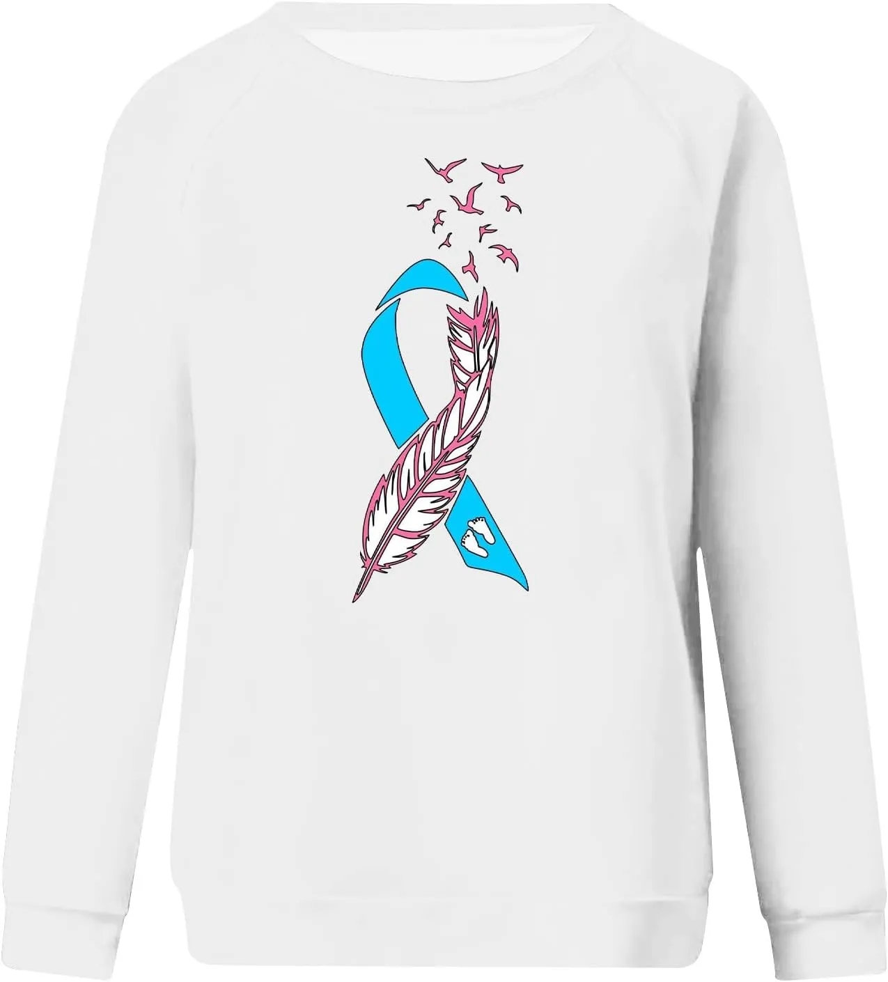 Breast Cancer Awareness Shirts Long Sleeve Pink Ribbon Crewneck Sweatshirts Loose Fit Awareness Survivor Blouse Tops