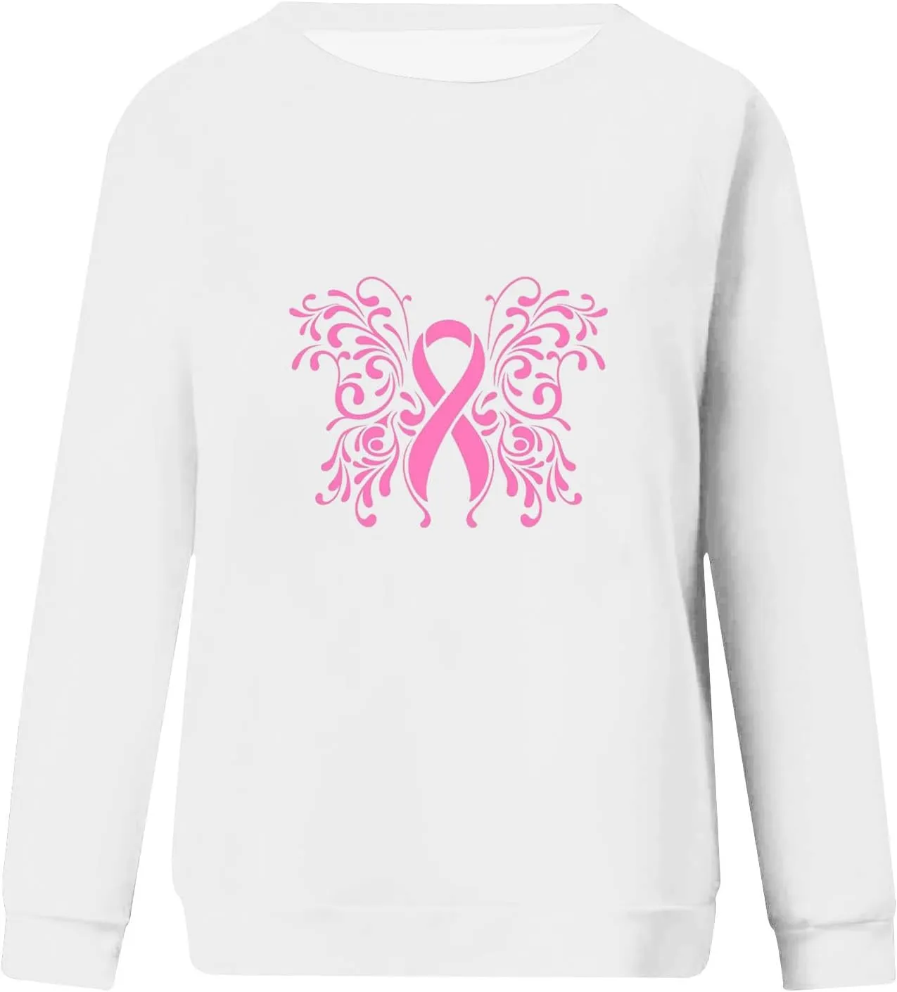 Breast Cancer Shirt for Women Long Sleeve Pink Ribbon Graphic Blouses Causal Dressy Crewneck Awareness Sweatshirts