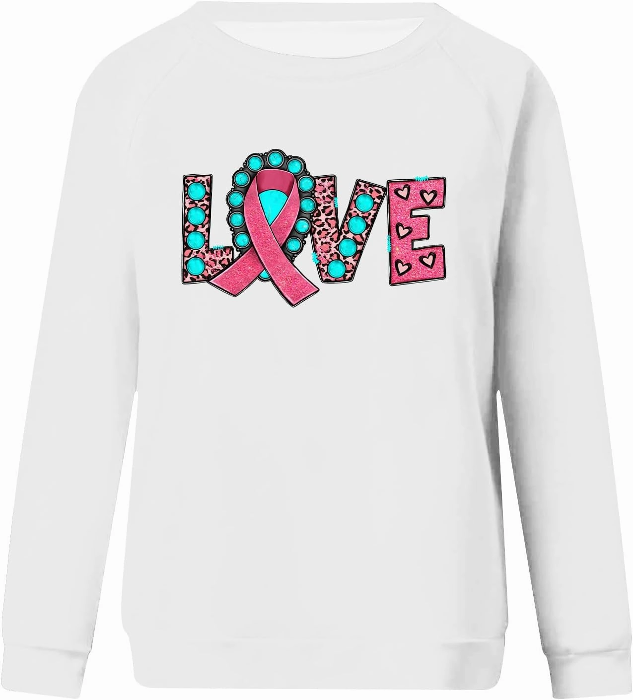 Breast Cancer Awareness Shirts Long Sleeve Pink Ribbon Crewneck Sweatshirts Loose Fit Awareness Survivor Blouse Tops