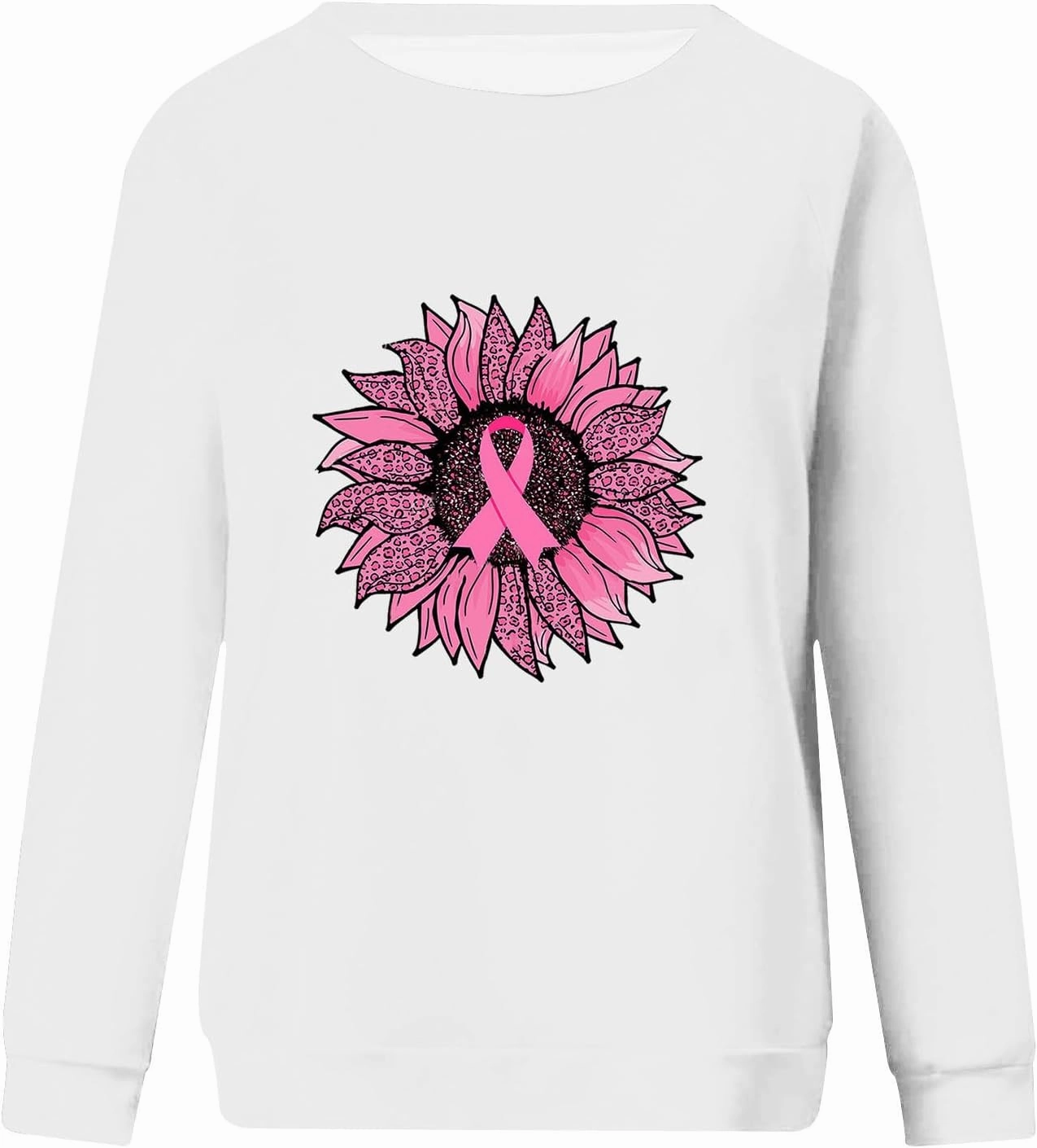 Breast Cancer Shirt for Women Long Sleeve Pink Ribbon Graphic Blouses Causal Dressy Crewneck Awareness Sweatshirts