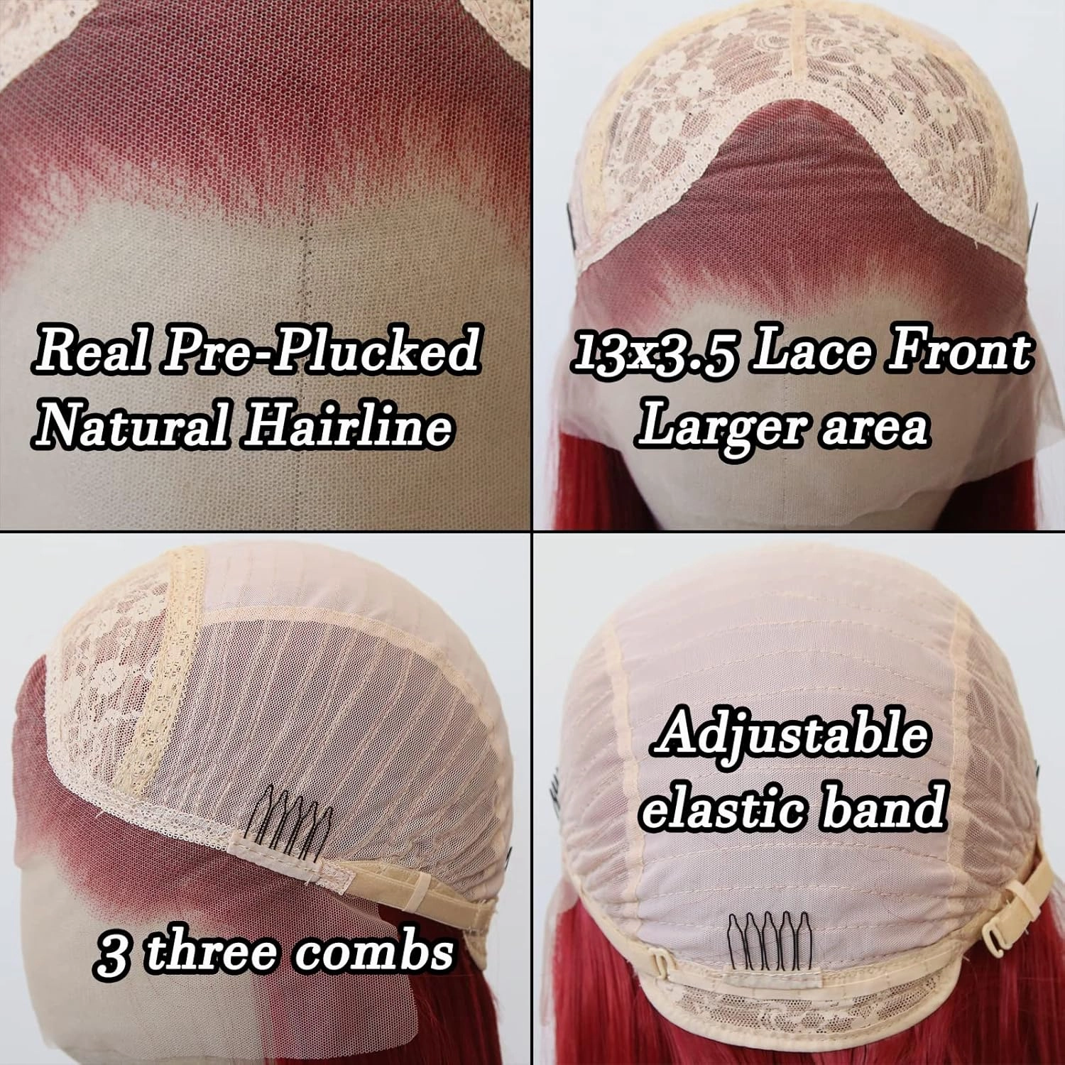 BTWTRY Hot Pink Wig Long Straight Rose Red Pink Synthetic Lace Front Wigs Pre Plucked Natural Hairline for Black Women Heat Resistant Fiber Hair Cosplay Daily Wear Wig (Hot Pink)