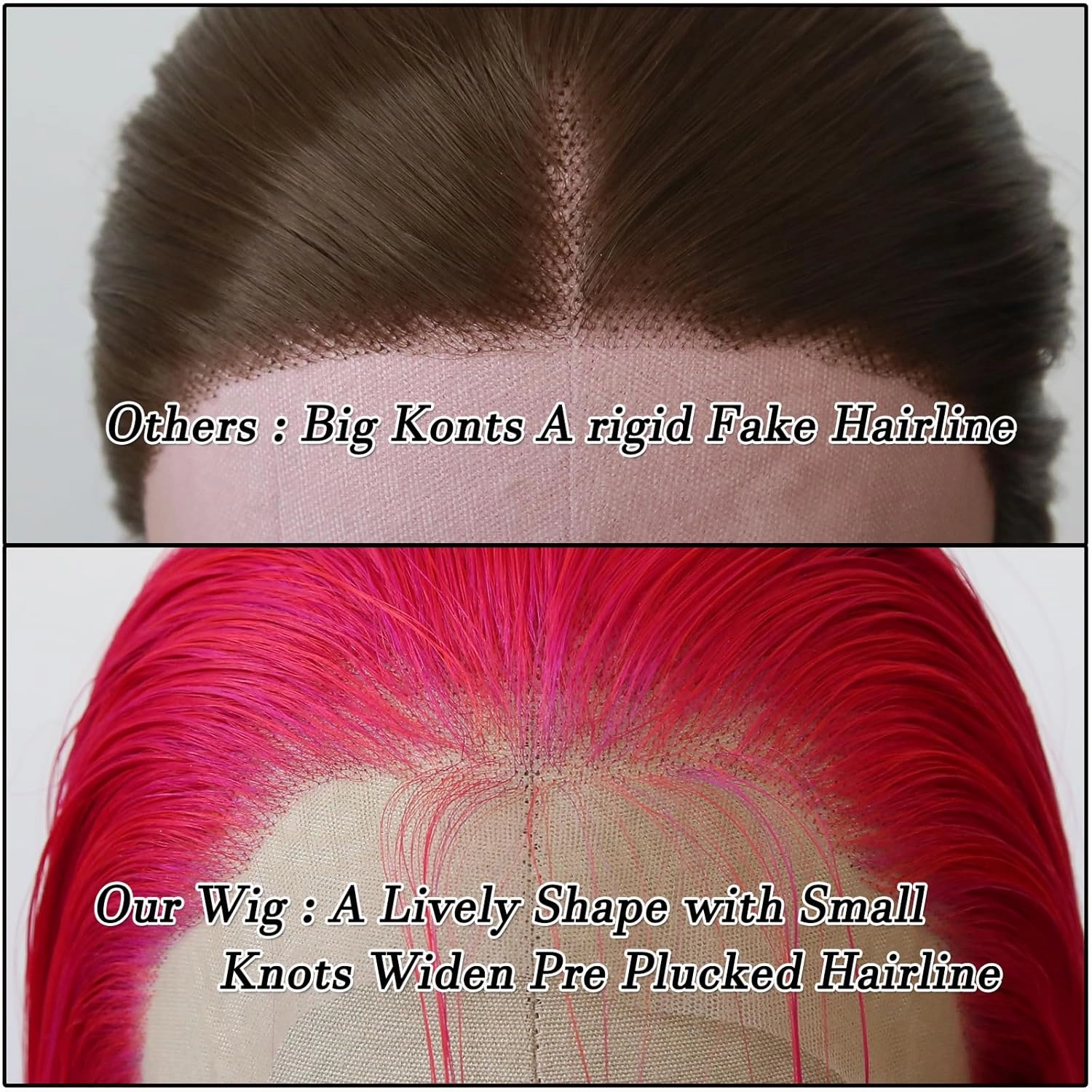 BTWTRY Hot Pink Wig Long Straight Rose Red Pink Synthetic Lace Front Wigs Pre Plucked Natural Hairline for Black Women Heat Resistant Fiber Hair Cosplay Daily Wear Wig (Hot Pink)