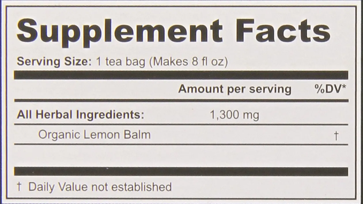 Buddha Teas Organic Lemon Balm Tea - OU Kosher, USDA Organic, CCOF Organic, 18 Count (Pack of 6)
