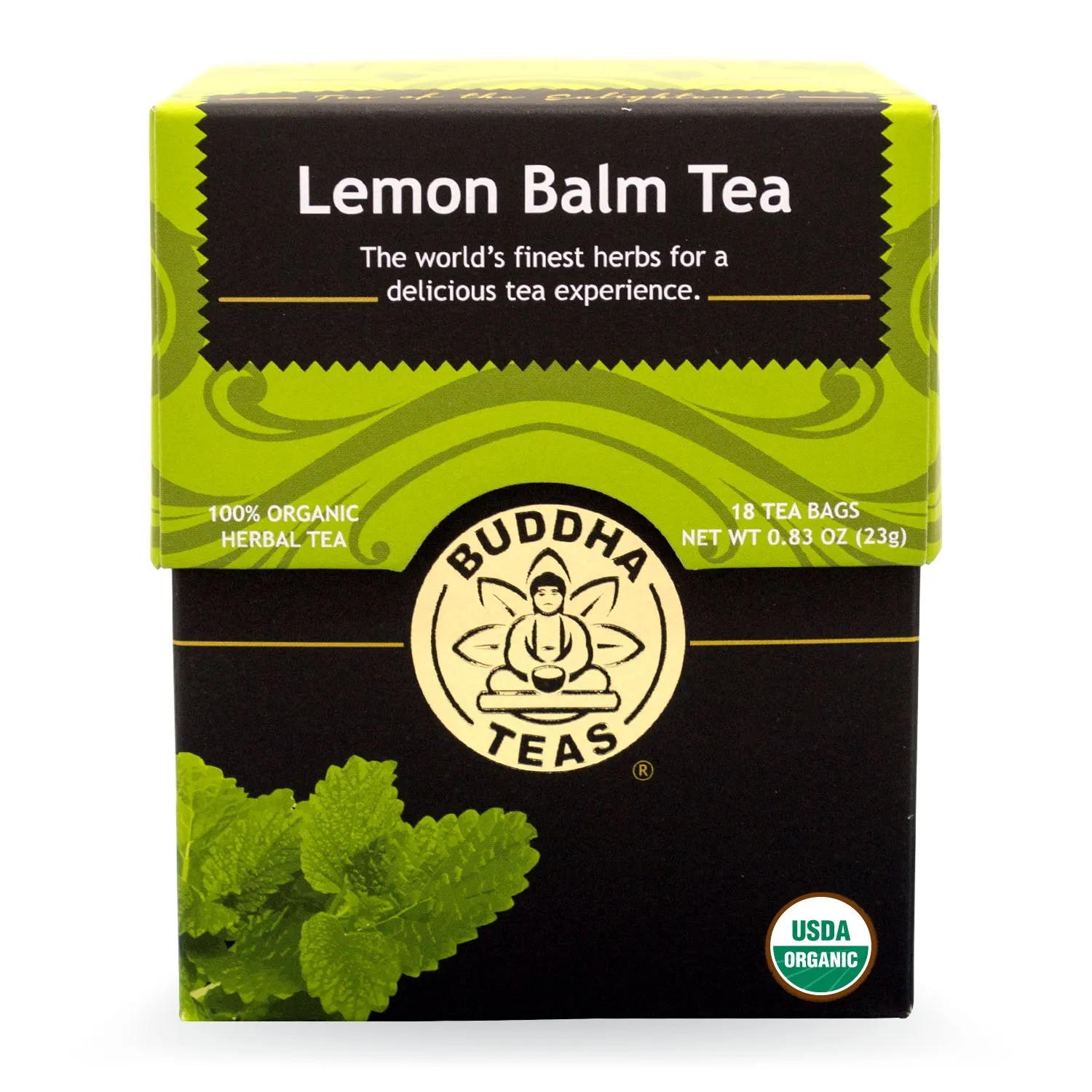Buddha Teas Organic Lemon Balm Tea - OU Kosher, USDA Organic, CCOF Organic, 18 Count (Pack of 6)