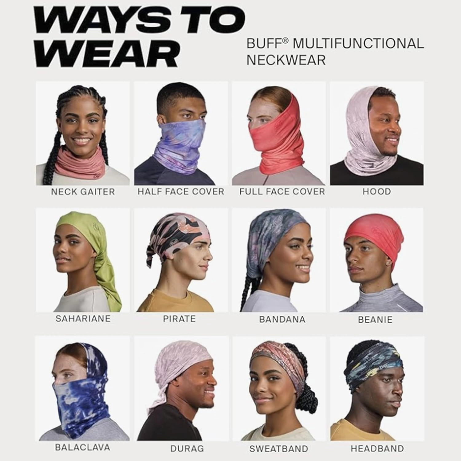 BUFF CoolNet UV Half Neck Gaitor, UPF 50 Sun Protection, Breathable, Versatile, Quick Dry Face Mask, Bright Color, Adult Size