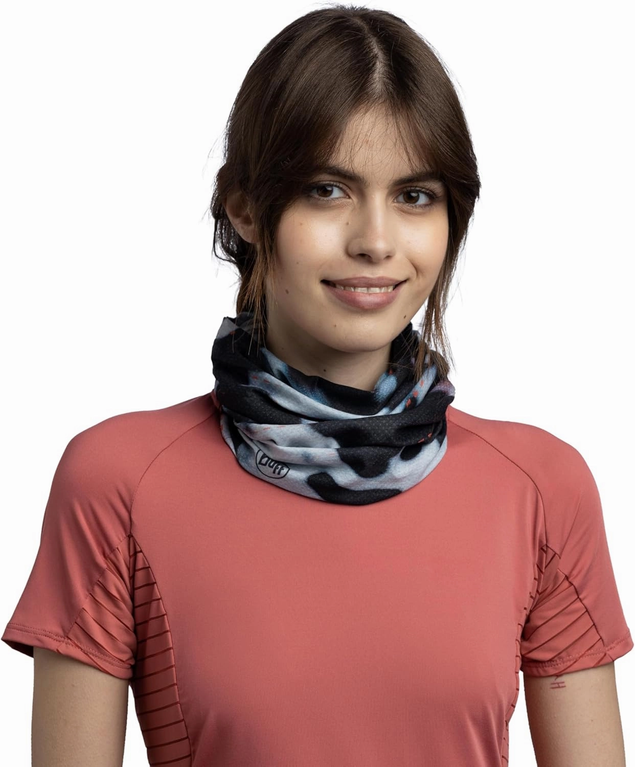 BUFF CoolNet UV Neck Gaiter, UPF 50 Sun Protection, Breathable, Versatile, Quick Dry Face Mask, Black & Blue, Adult Size