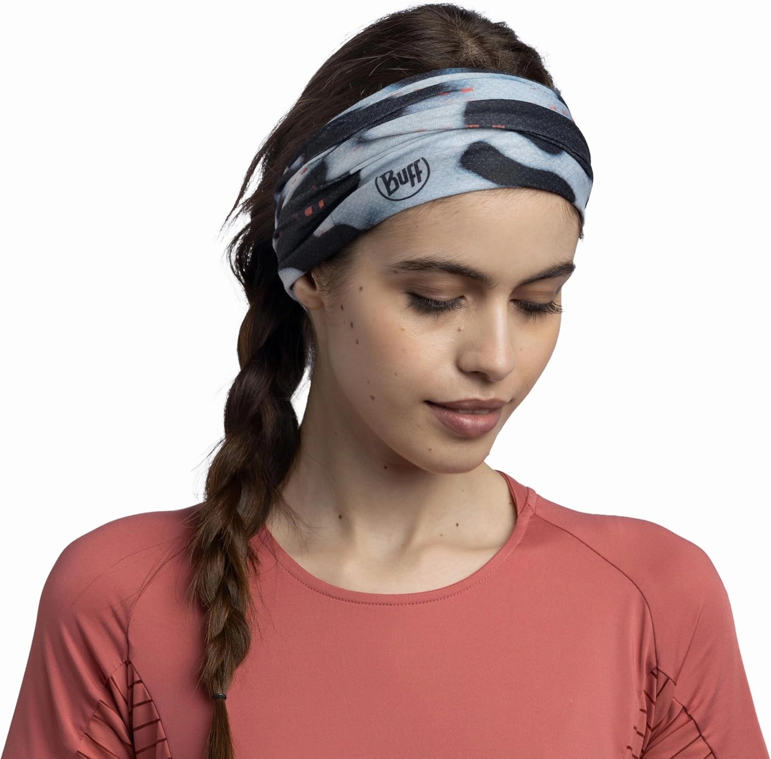 BUFF CoolNet UV Neck Gaiter, UPF 50 Sun Protection, Breathable, Versatile, Quick Dry Face Mask, Black & Blue, Adult Size