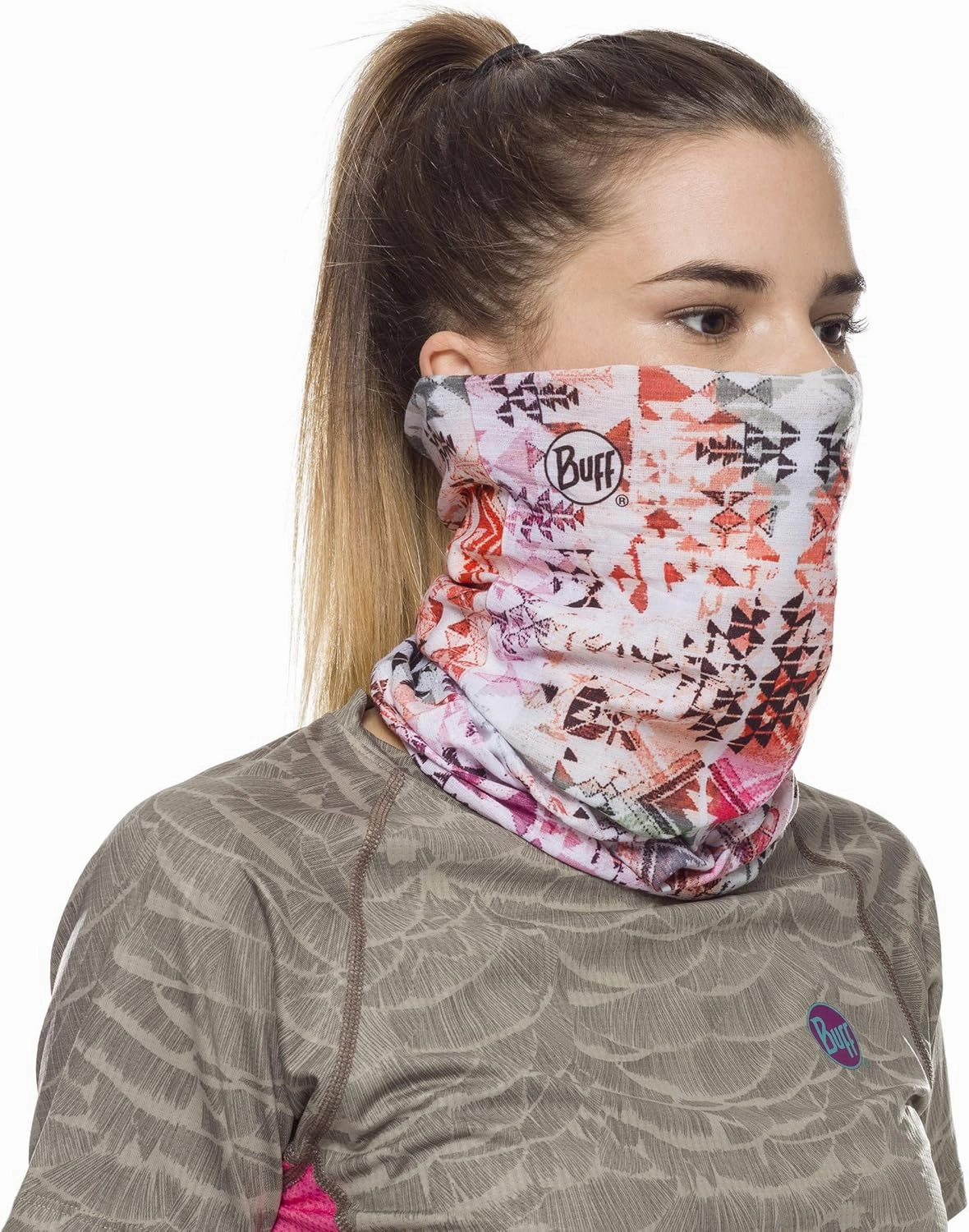 BUFF CoolNet UV Neck Gaiter, UPF 50 Sun Protection, Breathable, Versatile, Quick Dry Face Mask, Multi-Colored, Adult Size