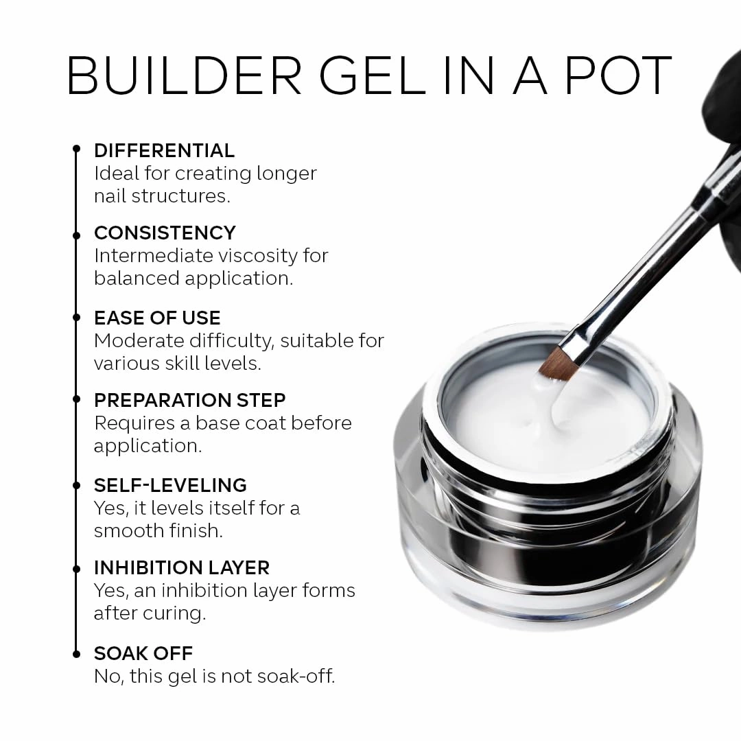 Builder Gel in a Pot 30g Cappuccino, Nail Extension/Strengthener in a Pot, Builder Gel for Nails, Sculpting Gel UV/LED Acrylic Manicure Nail Art Gel
