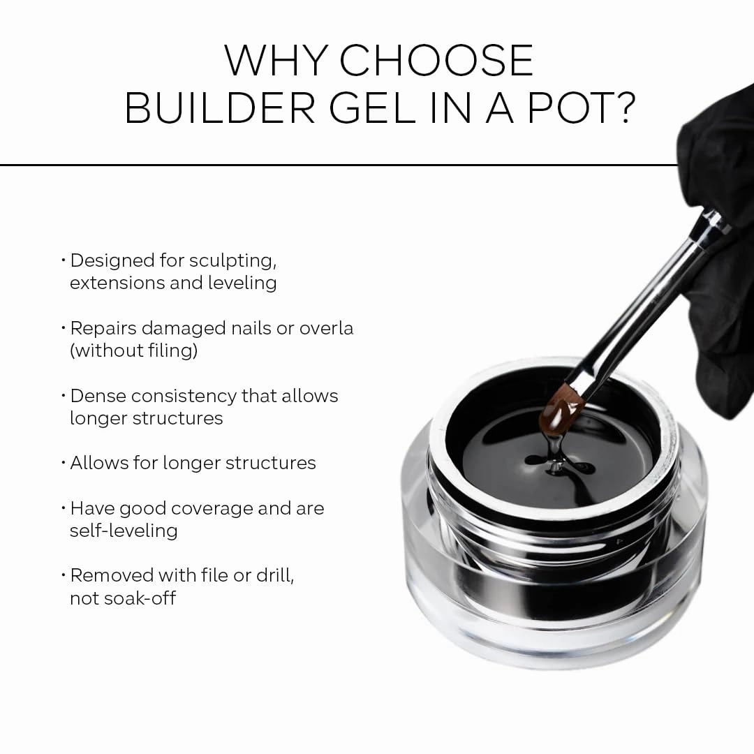 Builder Gel in a Pot 30g Cappuccino, Nail Extension/Strengthener in a Pot, Builder Gel for Nails, Sculpting Gel UV/LED Acrylic Manicure Nail Art Gel