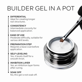 Builder Gel in a Pot 30g Cappuccino, Nail Extension/Strengthener in a Pot, Builder Gel for Nails, Sculpting Gel UV/LED Acrylic Manicure Nail Art Gel